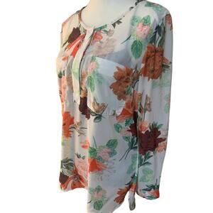 H&M - Sheer Floral Long Sleeve Top - Size 10 Blouse